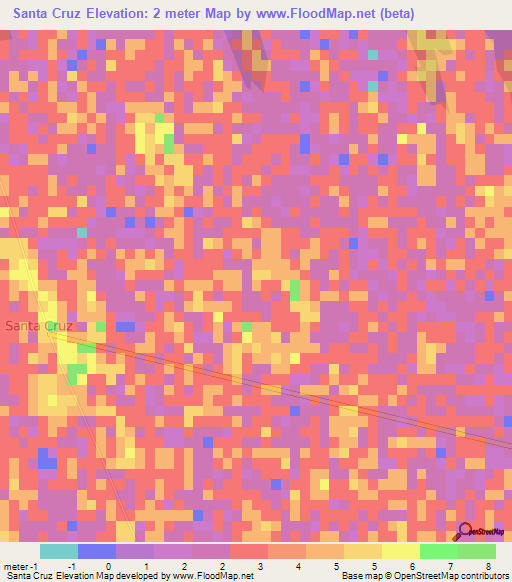 Santa Cruz,Mexico Elevation Map