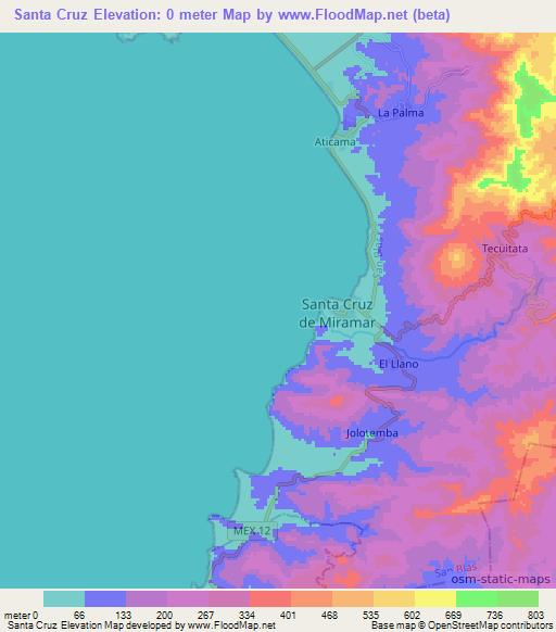 Santa Cruz,Mexico Elevation Map