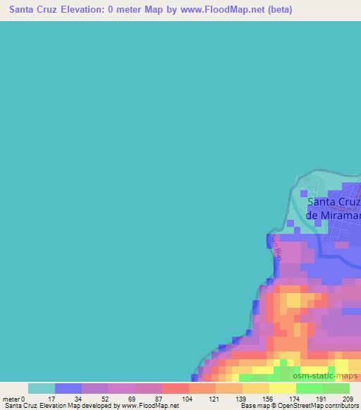 Santa Cruz,Mexico Elevation Map