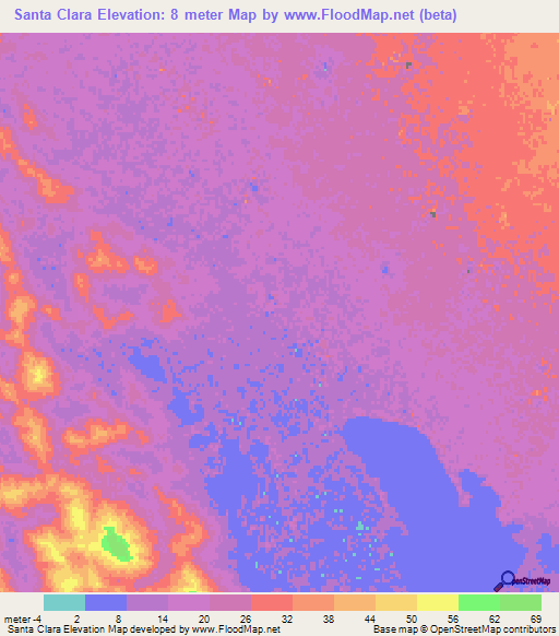 Santa Clara,Mexico Elevation Map