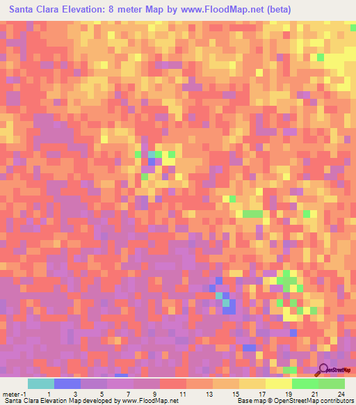 Santa Clara,Mexico Elevation Map