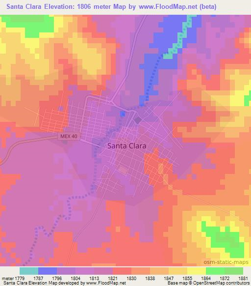 Santa Clara,Mexico Elevation Map