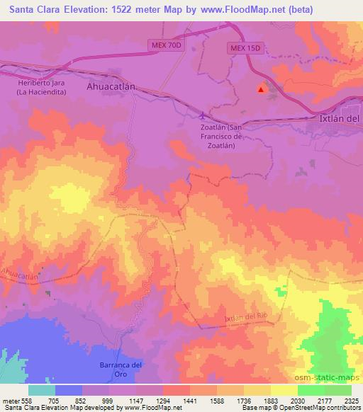 Santa Clara,Mexico Elevation Map