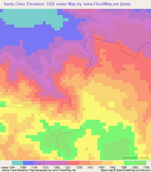 Santa Clara,Mexico Elevation Map