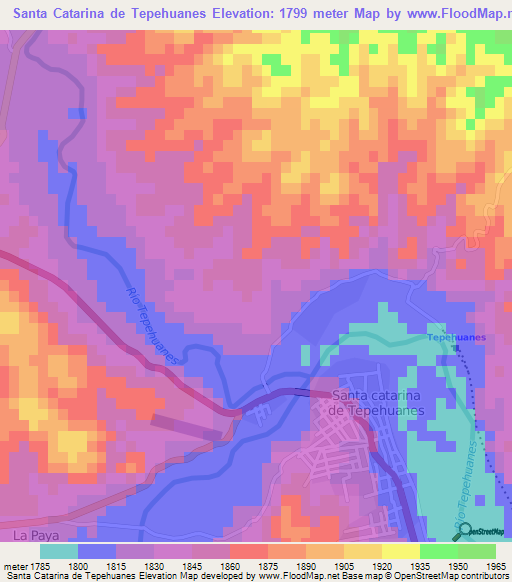 Santa Catarina de Tepehuanes,Mexico Elevation Map