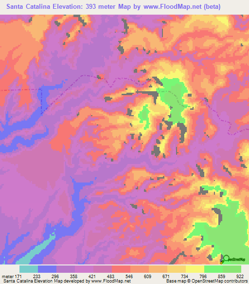 Santa Catalina,Mexico Elevation Map