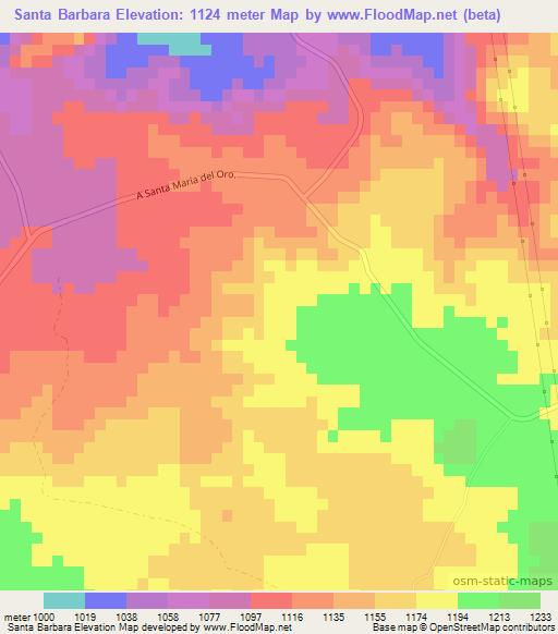 Santa Barbara,Mexico Elevation Map