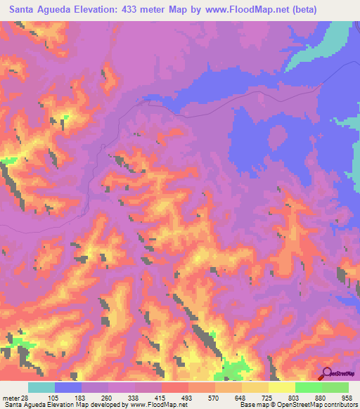 Santa Agueda,Mexico Elevation Map