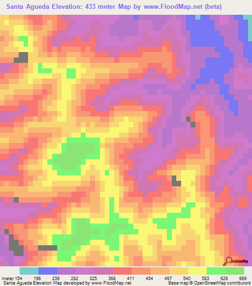 Santa Agueda,Mexico Elevation Map