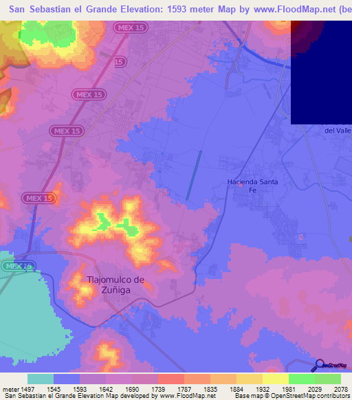 San Sebastian el Grande,Mexico Elevation Map