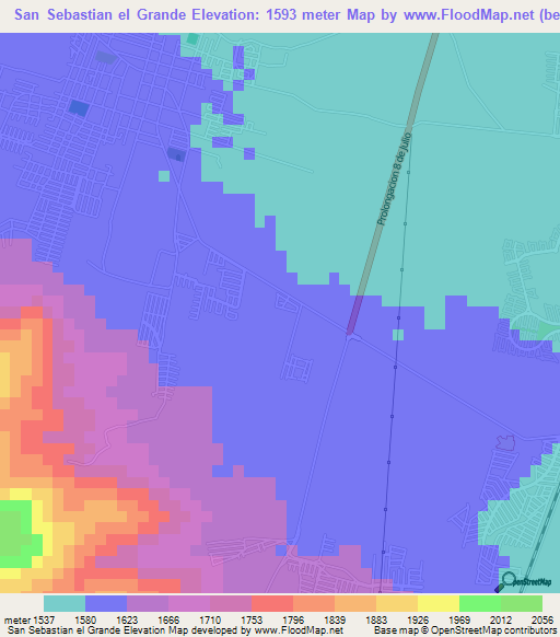 San Sebastian el Grande,Mexico Elevation Map