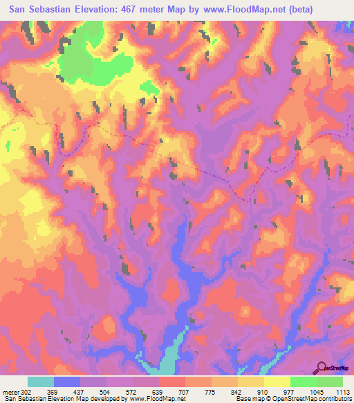 San Sebastian,Mexico Elevation Map