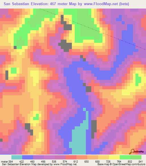 San Sebastian,Mexico Elevation Map