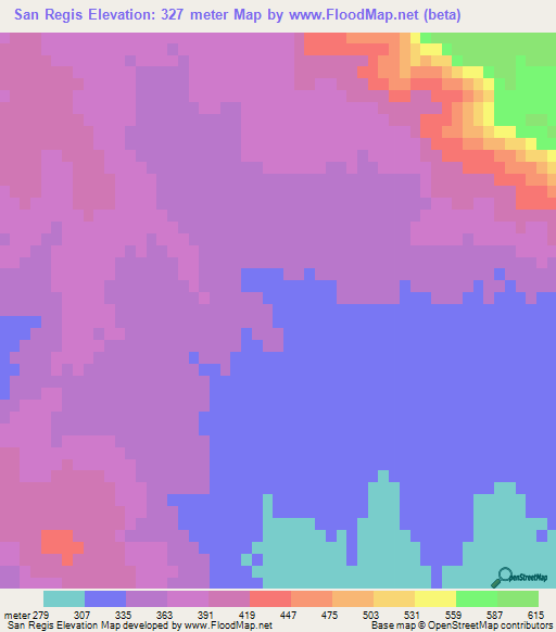 San Regis,Mexico Elevation Map