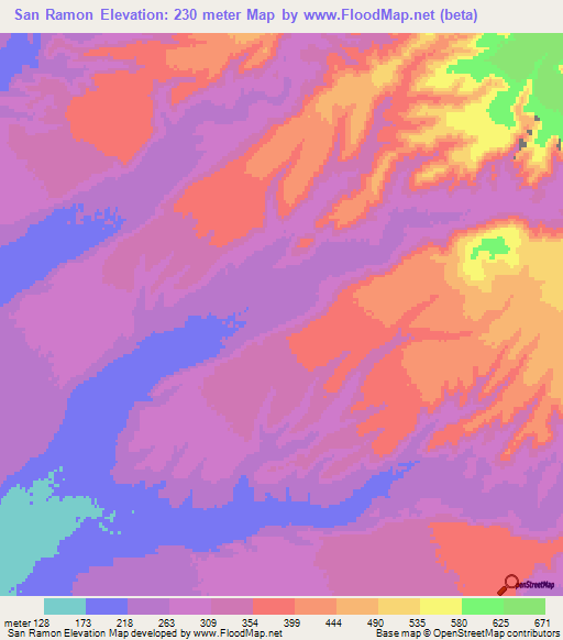 San Ramon,Mexico Elevation Map