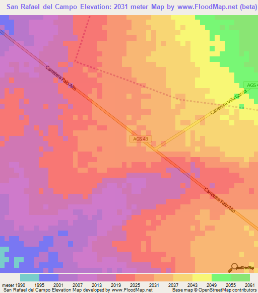 San Rafael del Campo,Mexico Elevation Map