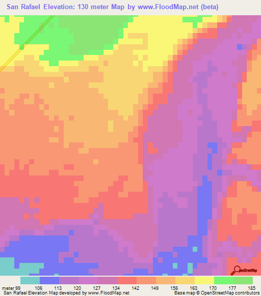 San Rafael,Mexico Elevation Map