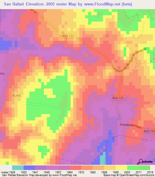 San Rafael,Mexico Elevation Map