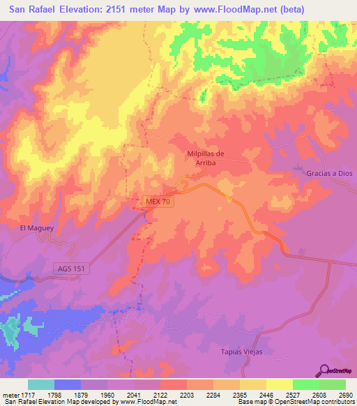 San Rafael,Mexico Elevation Map