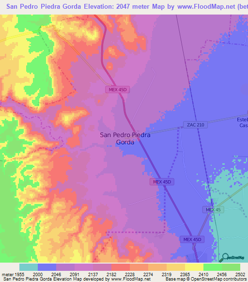 San Pedro Piedra Gorda,Mexico Elevation Map