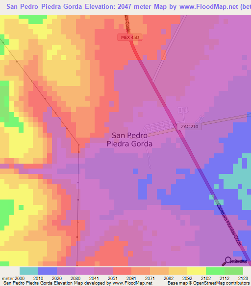 San Pedro Piedra Gorda,Mexico Elevation Map