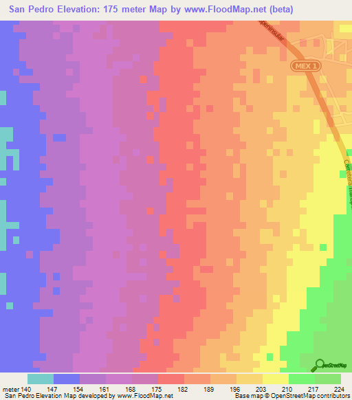 San Pedro,Mexico Elevation Map