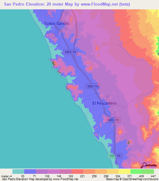 San Pedro,Mexico Elevation Map