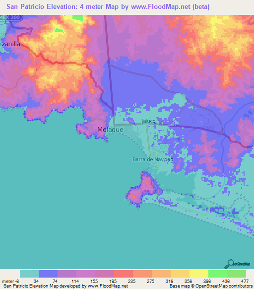 San Patricio,Mexico Elevation Map