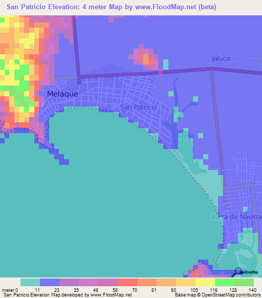 San Patricio,Mexico Elevation Map