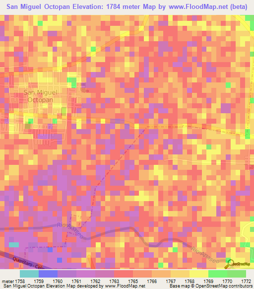 San Miguel Octopan,Mexico Elevation Map