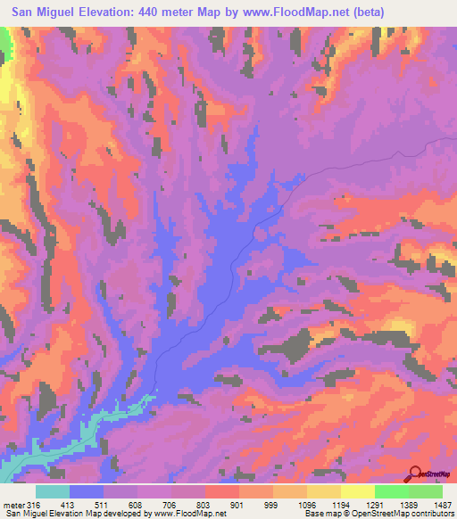 San Miguel,Mexico Elevation Map