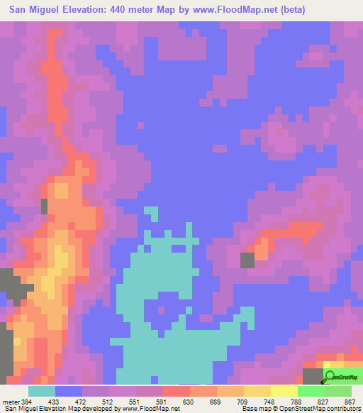 San Miguel,Mexico Elevation Map