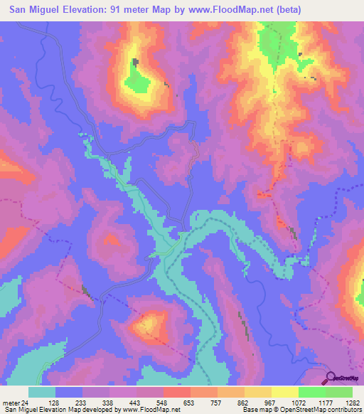 San Miguel,Mexico Elevation Map