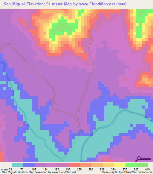 San Miguel,Mexico Elevation Map