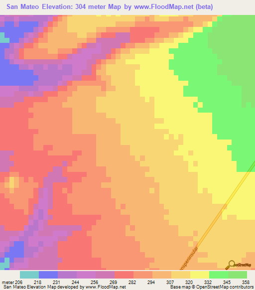 San Mateo,Mexico Elevation Map