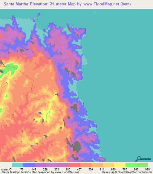 Santa Martha,Mexico Elevation Map