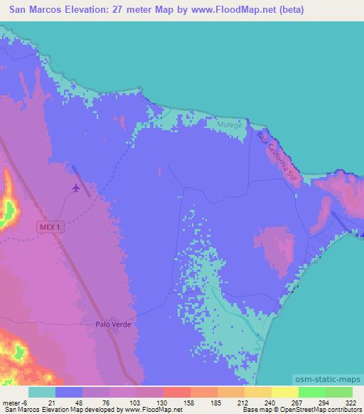 San Marcos,Mexico Elevation Map