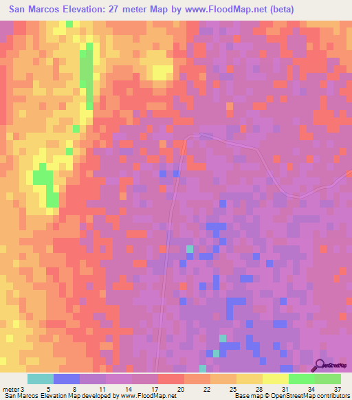 San Marcos,Mexico Elevation Map