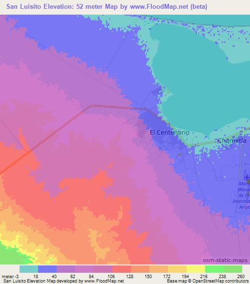 San Luisito,Mexico Elevation Map