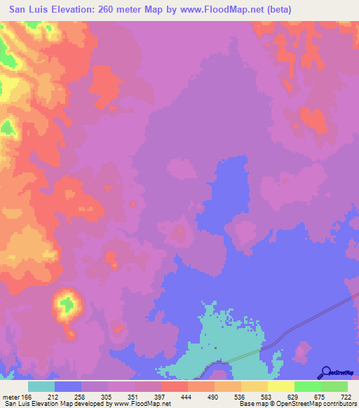 San Luis,Mexico Elevation Map