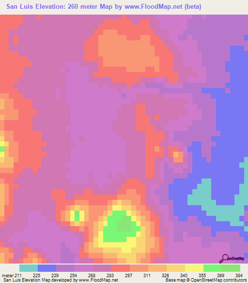 San Luis,Mexico Elevation Map