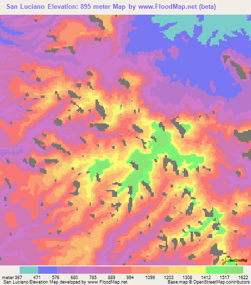 San Luciano,Mexico Elevation Map