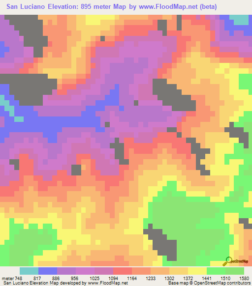 San Luciano,Mexico Elevation Map