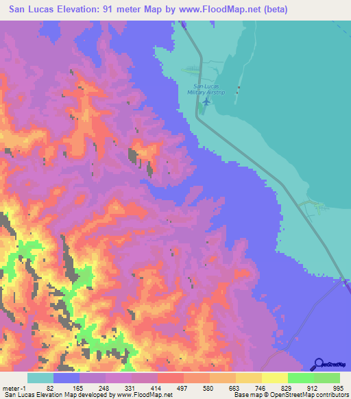 San Lucas,Mexico Elevation Map