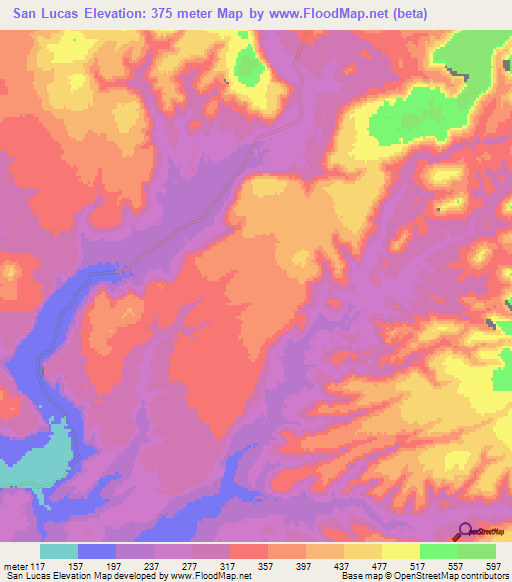 San Lucas,Mexico Elevation Map