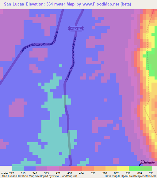 San Lucas,Mexico Elevation Map