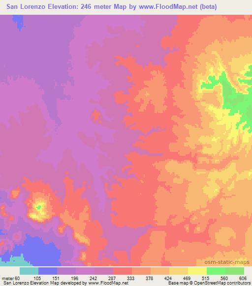 San Lorenzo,Mexico Elevation Map