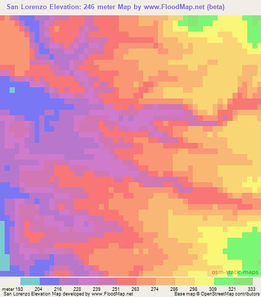 San Lorenzo,Mexico Elevation Map