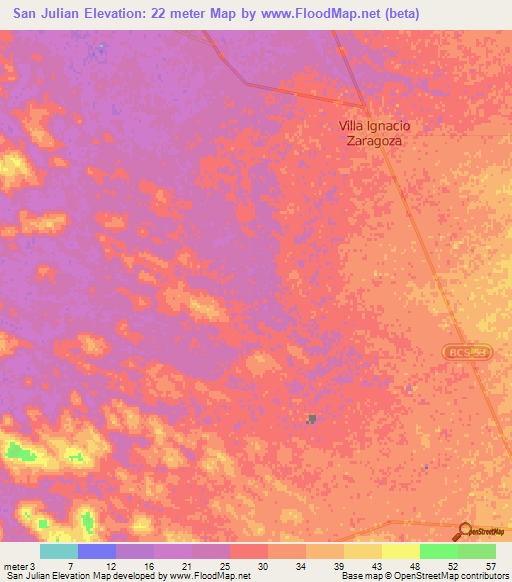 San Julian,Mexico Elevation Map