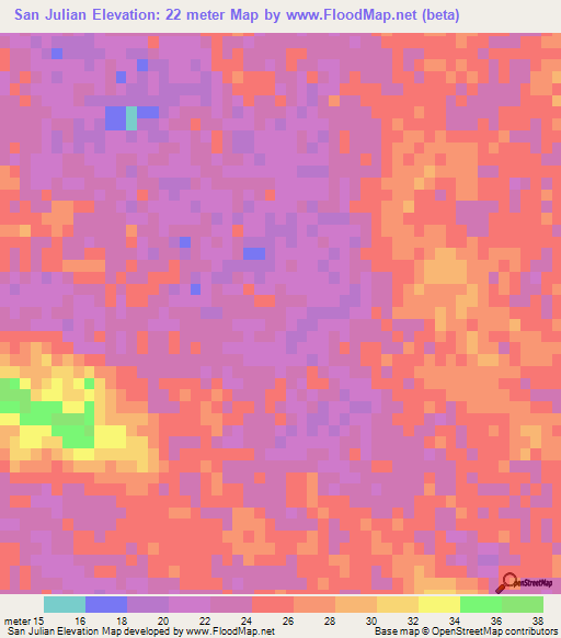 San Julian,Mexico Elevation Map